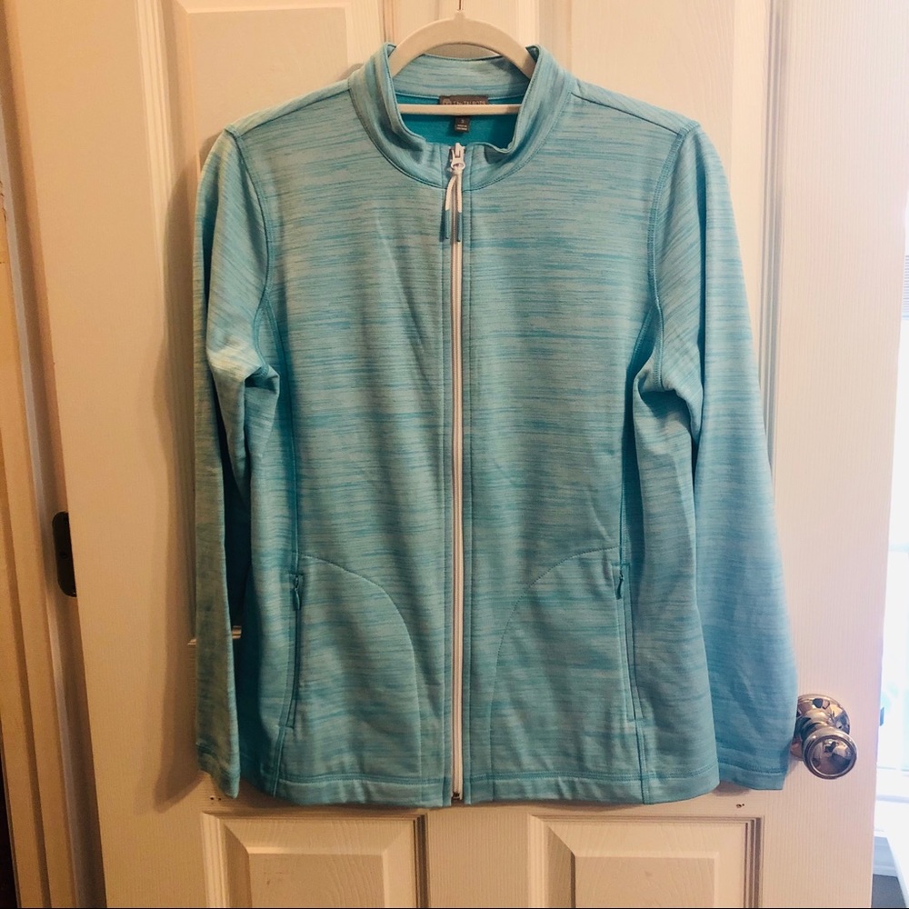 T By Talbots Aqua Athletic Zip Jacket EUC